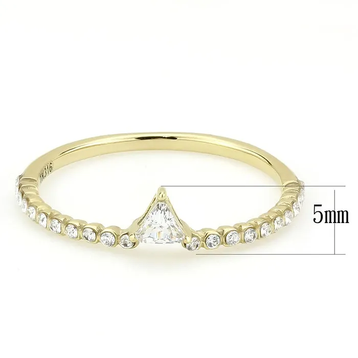 Rings Alamode DA323 IP GoldIon Plating Stainless Steel Ring with AAA Grade CZ in Clear