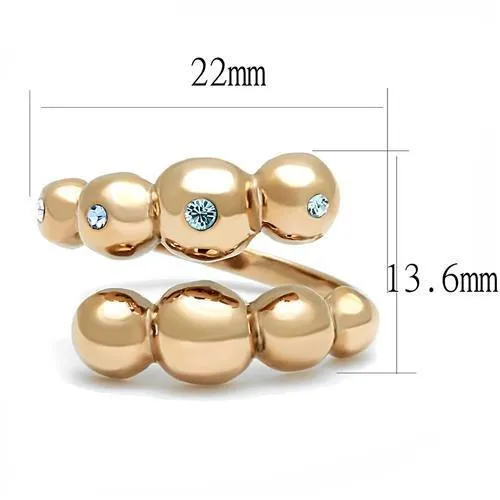 Rings Alamode TK3131 IP Rose GoldIon Plating Stainless Steel Ring with Top Grade Crystal in Sea Blue