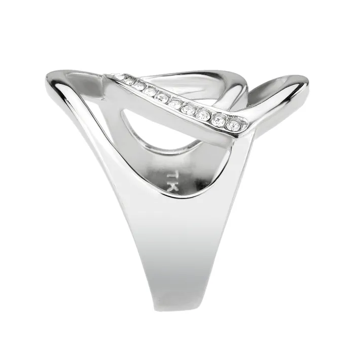 Rings Alamode TK3731 High polished Stainless Steel Ring with Top Grade Crystal in Clear