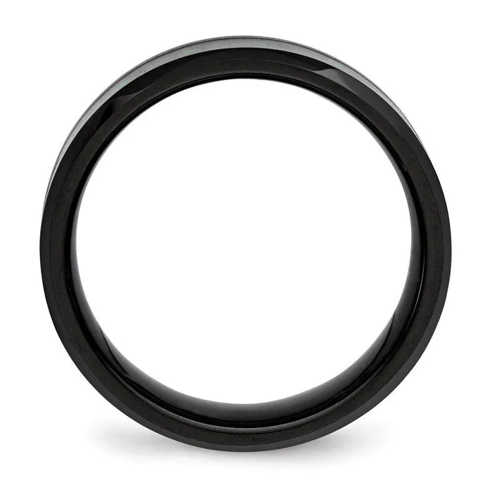 Rings Chisel Ceramic Black with Green Carbon Fiber Inlay Beveled Edge Ring Rings Chisel Ceramic Black with Green Carbon Fiber Inlay Beveled Edge Ring