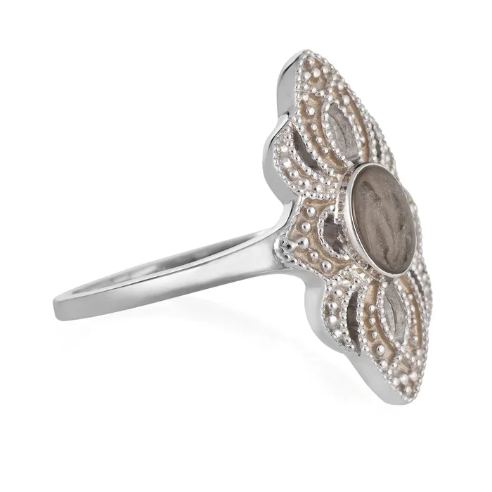 Rings closebymejewelry WWII Small Setting Cremation Ring in 14K White Gold