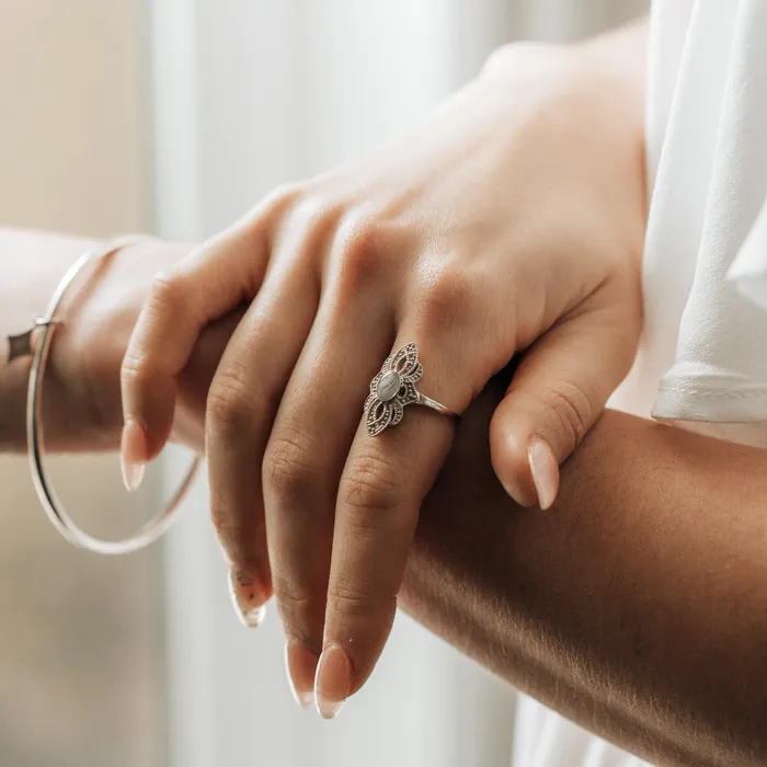 Rings closebymejewelry WWII Small Setting Cremation Ring in 14K White Gold