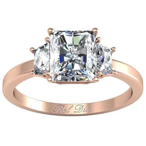 Rings deBebians Trapezoid Three Stone Engagement Ring for Radiant Diamond
