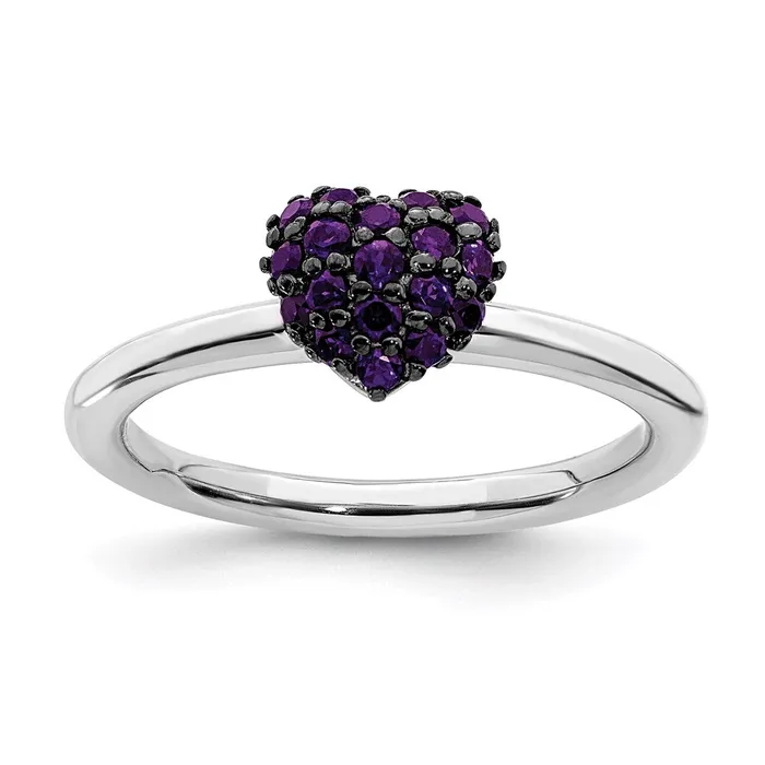 Rings Stackable Expressions Sterling Silver Amethyst Stackable Expressions Heart Ring QSK1825