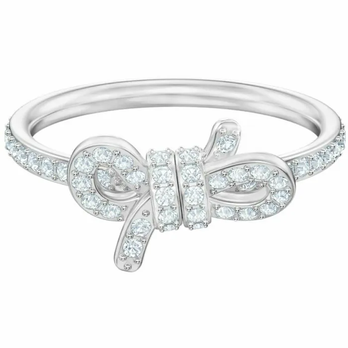 Rings Swarovski Swarovski Womens Ring Lifelong Bow Rhodium Plated White Crystal Size 58 5474935