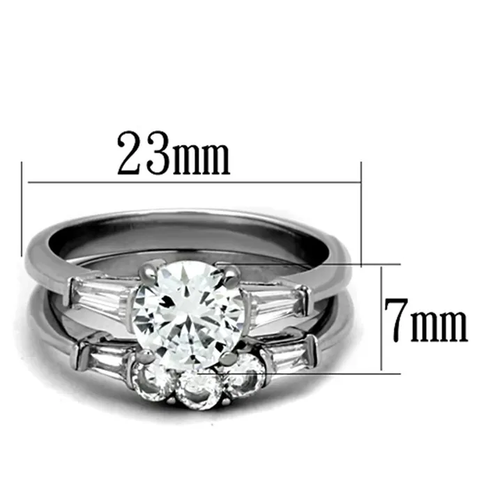 Rings TK1W001 High polished no plating Stainless Steel Ring with AAA Grade CZ in Clear Alamode