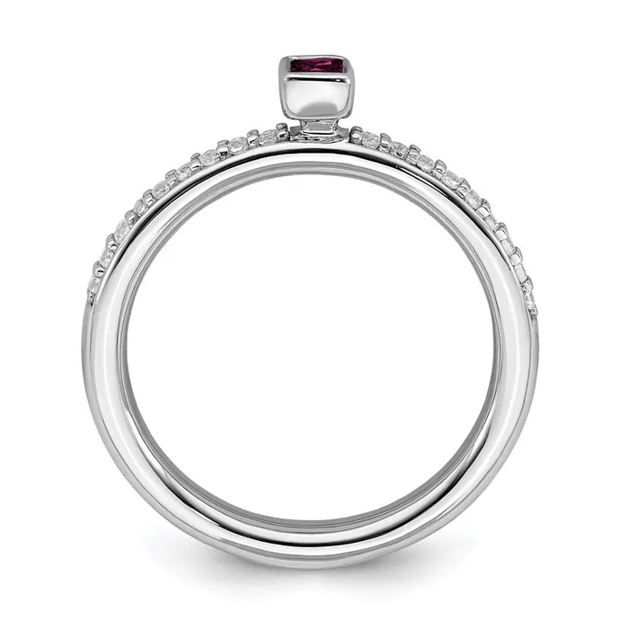 Stackable Expressions Rings Sterling Silver Stackable Expressions Rhodolite Garnet Diamond Ring QSK2141