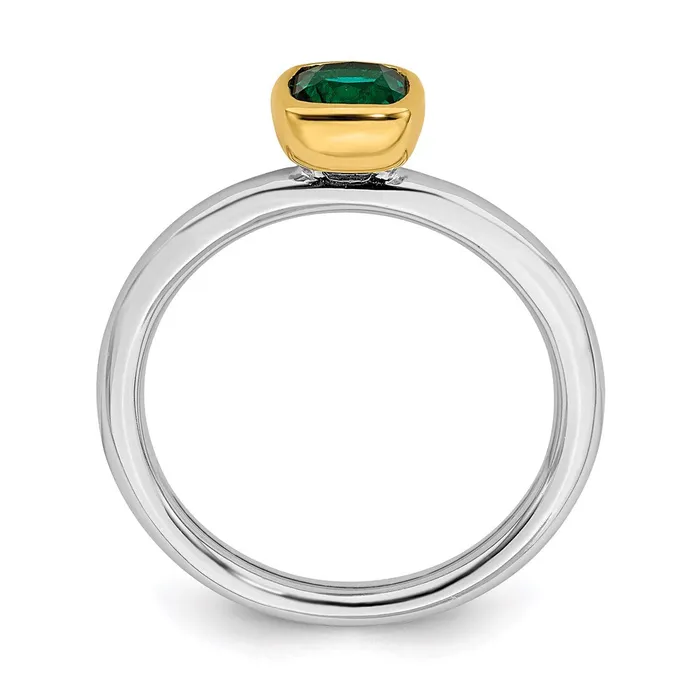 Stackable Expressions Sterling Silver Stackable Expressions wGoldplated Cr Emerald Ring QSK1891 Rings Stackable Expressions Sterling Silver Stackable Expressions wGoldplated Cr Emerald Ring QSK1891 Rings