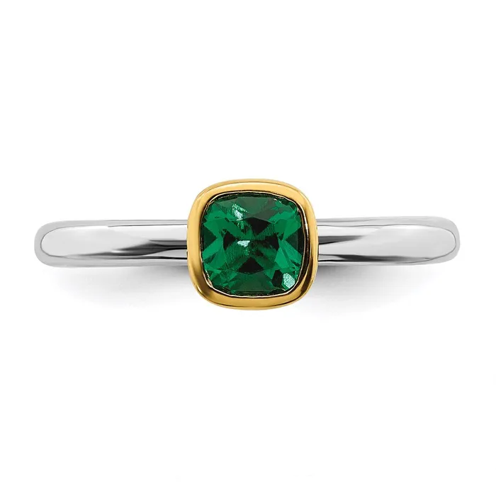 Stackable Expressions Sterling Silver Stackable Expressions wGoldplated Cr Emerald Ring QSK1891 Rings Stackable Expressions Sterling Silver Stackable Expressions wGoldplated Cr Emerald Ring QSK1891 Rings