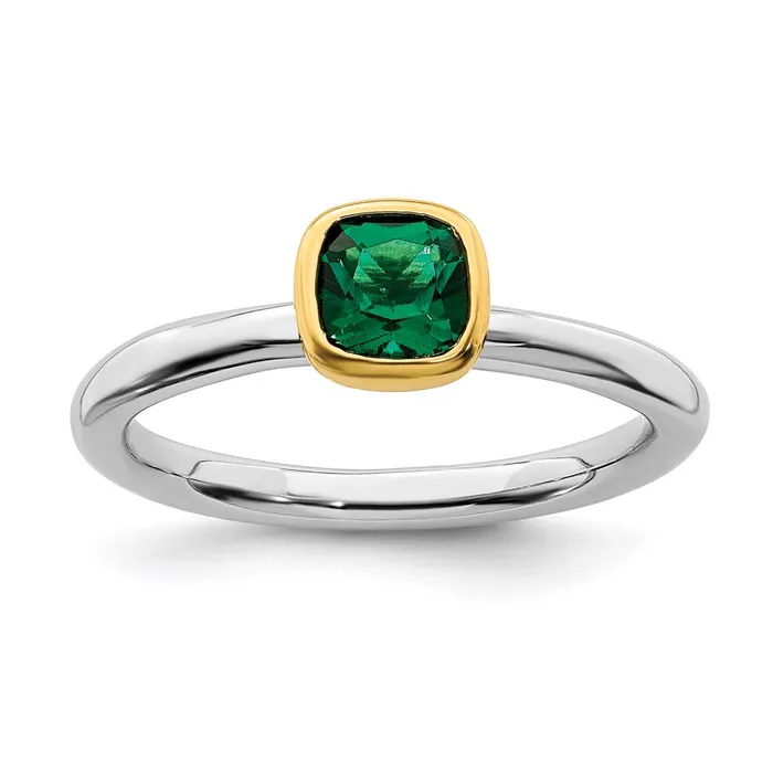 Stackable Expressions Sterling Silver Stackable Expressions wGoldplated Cr Emerald Ring QSK1891 Rings Stackable Expressions Sterling Silver Stackable Expressions wGoldplated Cr Emerald Ring QSK1891 Rings