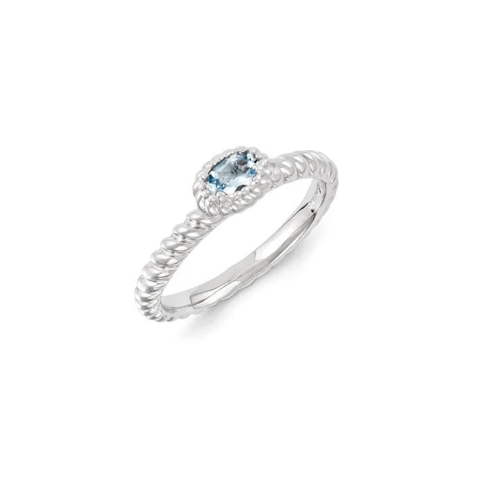 Sterling Silver Stackable Expressions Aquamarine Ring QSK1124 Stackable Expressions Rings
