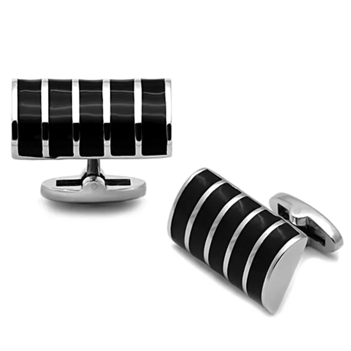 TK1263 High polished no plating Stainless Steel Cufflink with Epoxy in Jet Alamode Bracelets TK1263 High polished no plating Stainless Steel Cufflink with Epoxy in Jet Alamode Bracelets