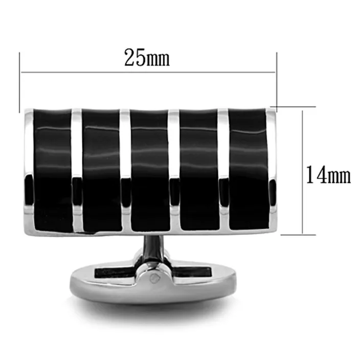 TK1263 High polished no plating Stainless Steel Cufflink with Epoxy in Jet Alamode Bracelets