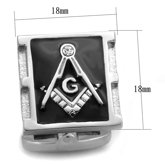 TK1650 High polished no plating Stainless Steel Cufflink with Top Grade Crystal in Clear Alamode Bracelets