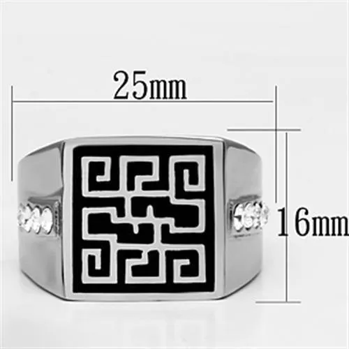 TK703 High polished no plating Stainless Steel Ring with Top Grade Crystal in Clear Alamode Rings