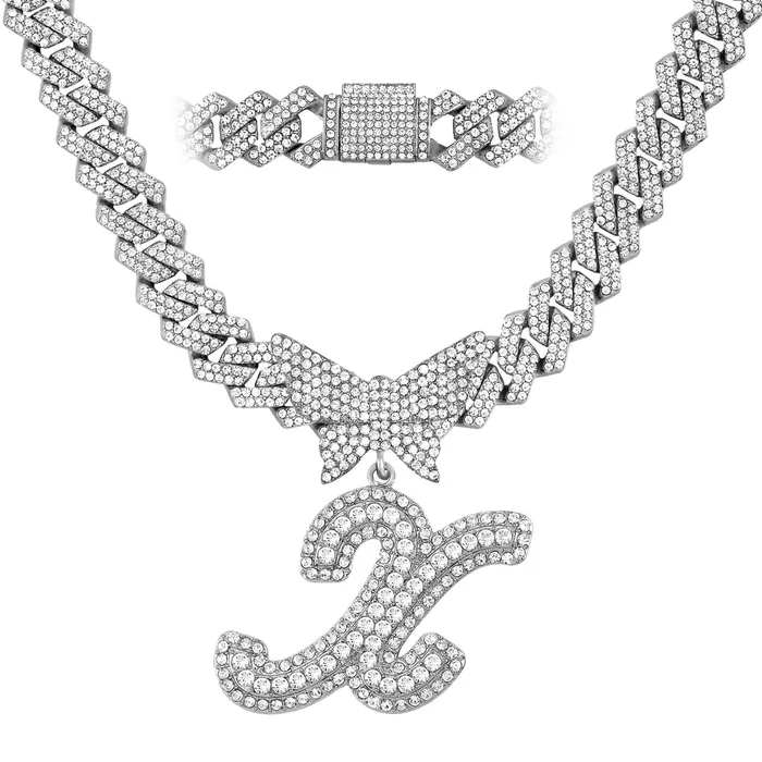 VVS Jewelry 14MM Custom Initial Letter Cuban Butterfly Pendant Necklace Necklaces