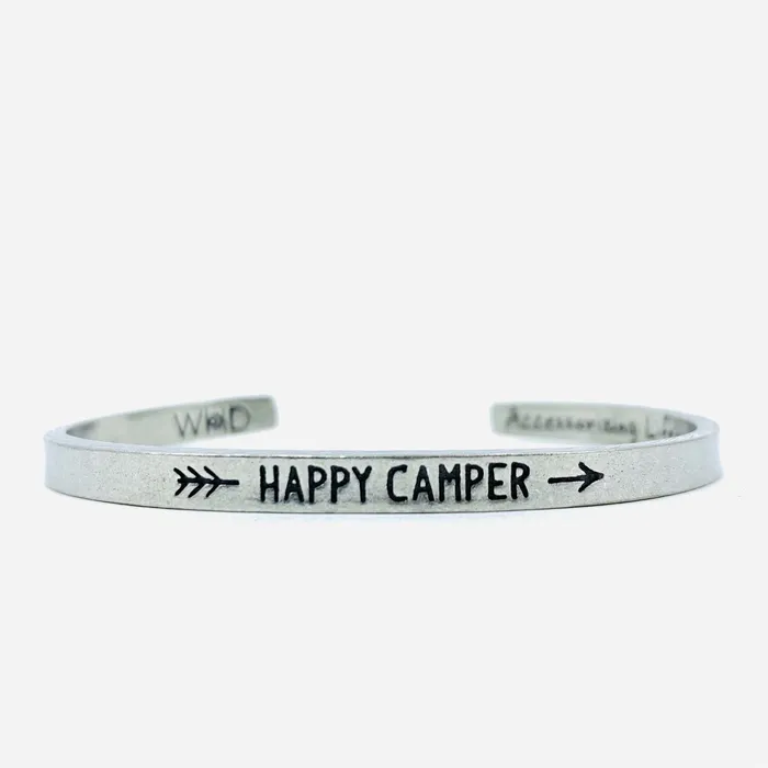 Whitney Howard Designs Bracelets Pewter Cuff Bracelet Happy Camper