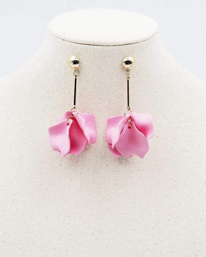 05172023 Earrings Flower Bud Dangle Linear Earrings