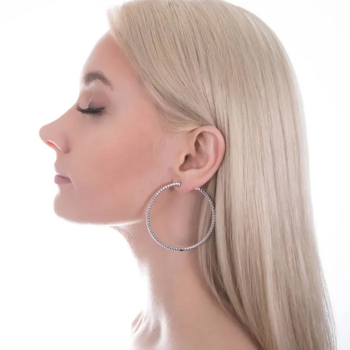 BERRICLE CZ InsideOut Hoop Earrings in Sterling Silver 2 Pairs Earrings