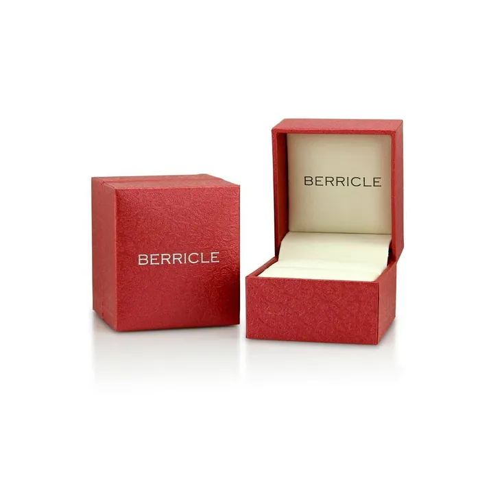 BERRICLE Rings 3Stone Heart Red Heart CZ Ring in Sterling Silver 07ct