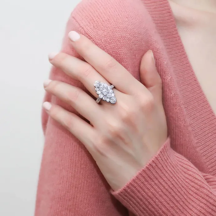 BERRICLE Rings Bubble Navette CZ Ring in Sterling Silver
