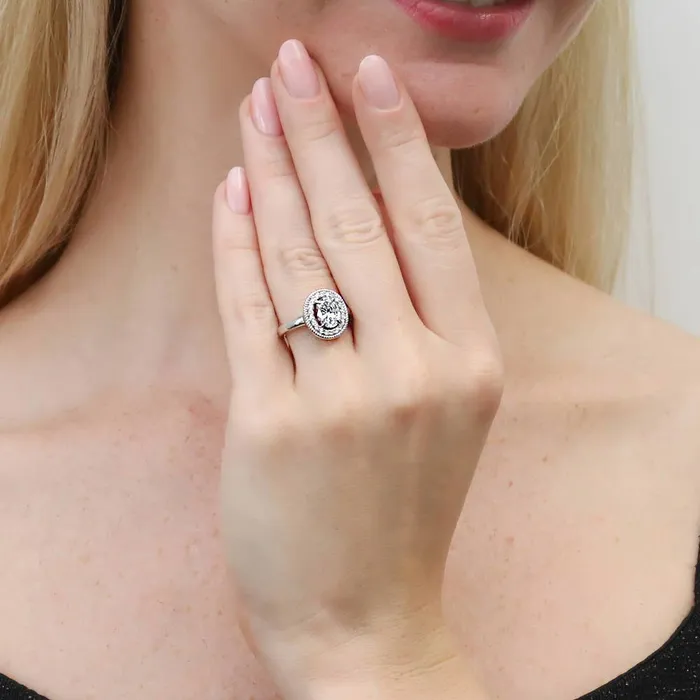 BERRICLE Rings Halo Woven Oval CZ Ring in Sterling Silver