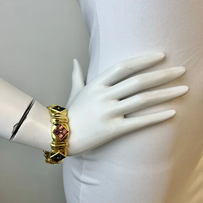 Bracelets Jewelry 18K Gold Bracelet with Pink and Green Tourmaline Iolites and Citrines