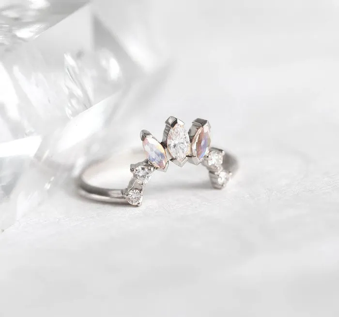 Diamond Ring Moonstone Ring Capucinne Rings