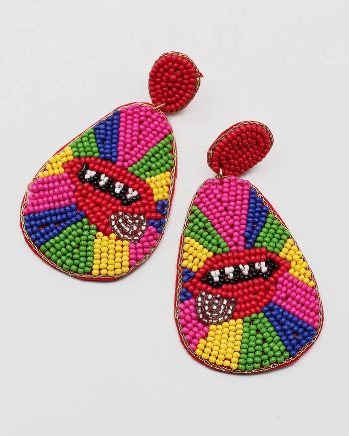 Earrings 051222 Beaded LIPS Earrings Earrings 051222 Beaded LIPS Earrings