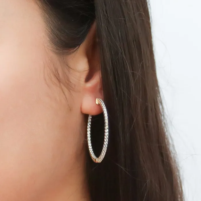 Earrings BERRICLE CZ Medium InsideOut Hoop Earrings in Sterling Silver 14