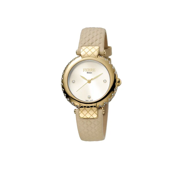 Ferre Milano Watches Ferre Milano Watch With Beige Leather Strap