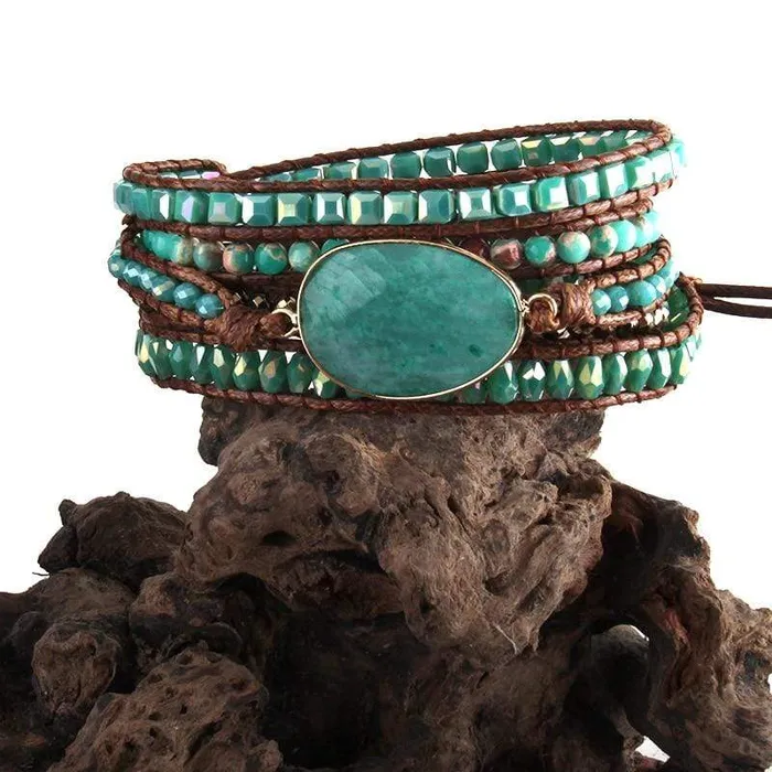 Five Leather Wrap Turquoise Stone Bracelet wickedafstore Bracelets Five Leather Wrap Turquoise Stone Bracelet wickedafstore Bracelets