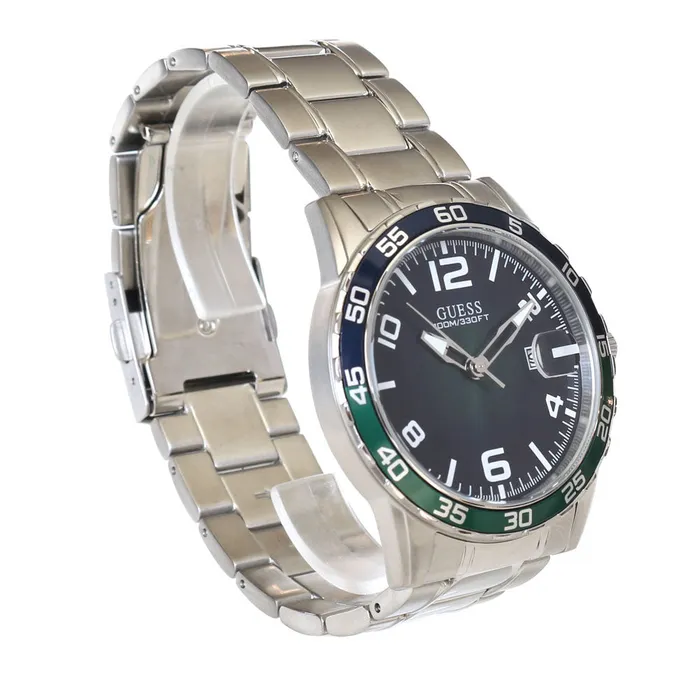 Guess MenS WatchSilver Metal Bracelet With Blue Green Case And Aluminium Green Dial Guess Bracelets Guess MenS WatchSilver Metal Bracelet With Blue Green Case And Aluminium Green Dial Guess Bracelets