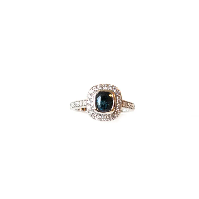 Ouzounian Ring 18 Carat White Gold With Diamond Ceylon Sapphire Size 6 Ouzounian Jewelry Rings