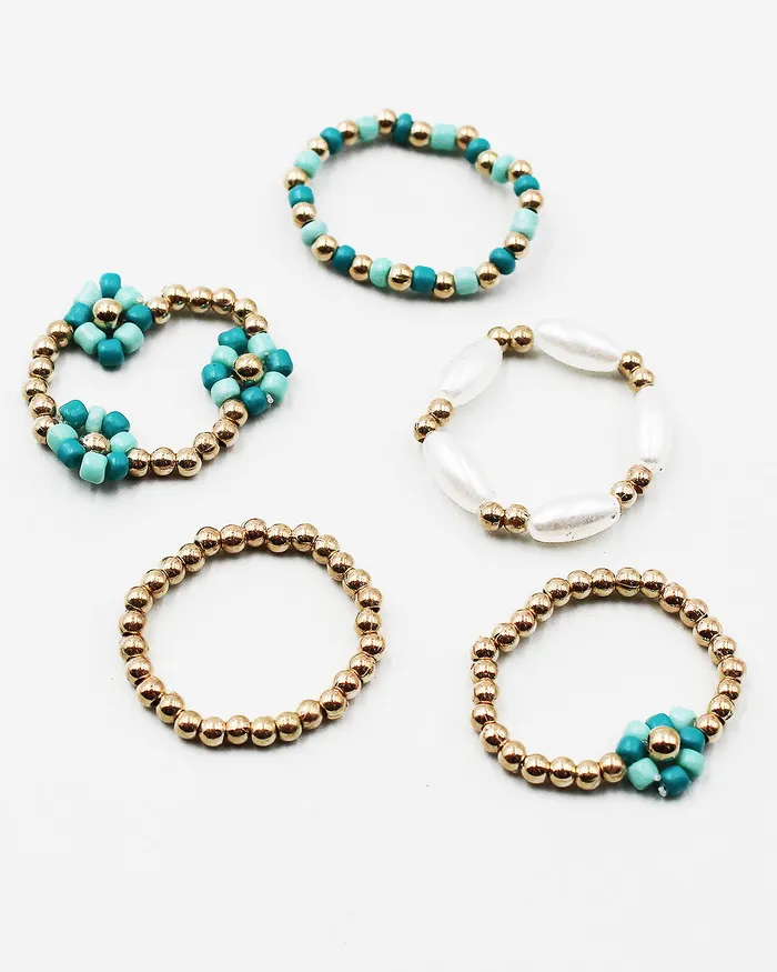 Rings 5PC Assorted Fashion Stretch Ring Set CHECK20241