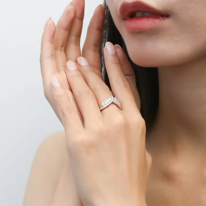 Rings BERRICLE Wishbone Crown CZ Eternity Ring in Sterling Silver
