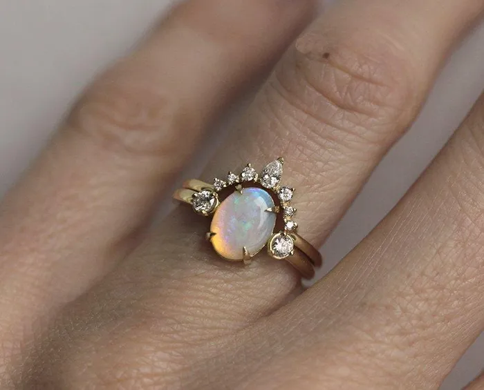 Rings Capucinne Diamond Wedding Band Diamond Crown Ring