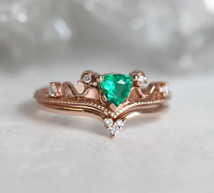 Rings Capucinne Elsa Emerald Ring Set