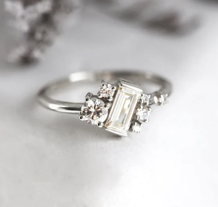 Rings Capucinne Veronica Baguette Diamond Cluster Ring