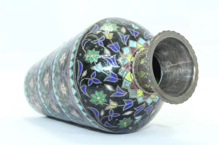 Rings Dropshipped via Social Commerce Network PH Artistic Antique Old Flower Vase Handmade Indian Enamel Work 925 Sterling Silver 7