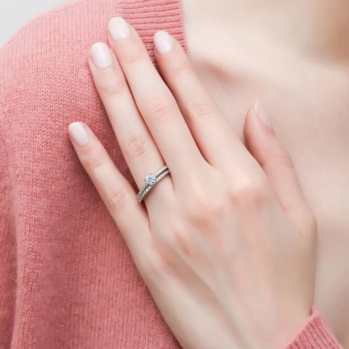 Solitaire 035ct CZ Ring Set in Sterling Silver BERRICLE Rings
