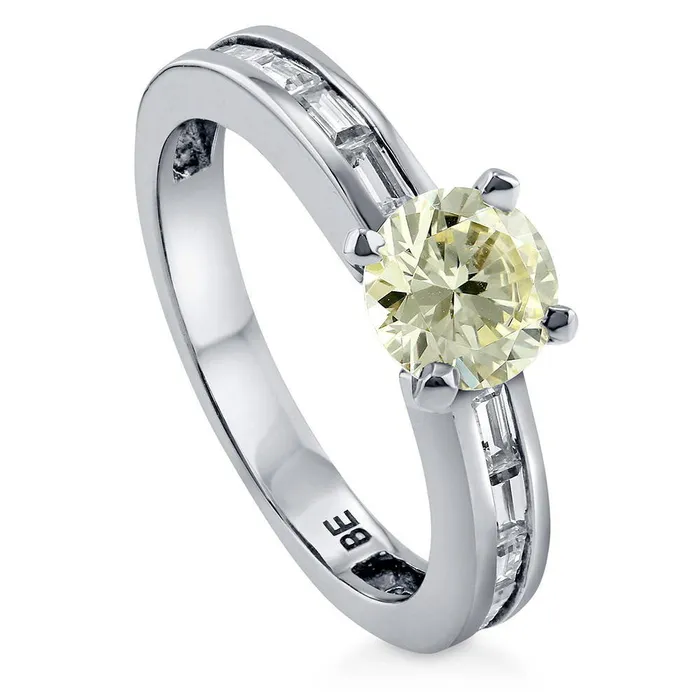 Solitaire 1ct Canary Yellow CZ Ring in Sterling Silver BERRICLE Rings