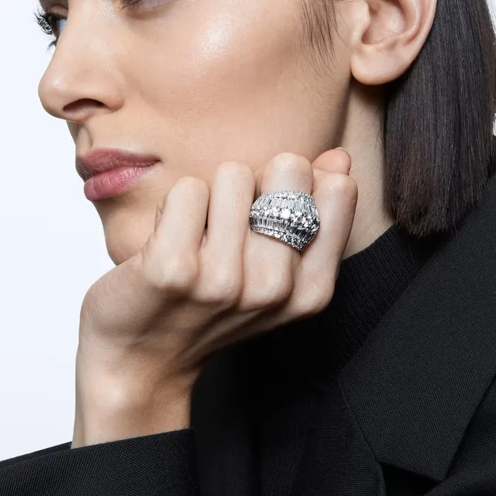 Swarovski Hyperbola Cocktail Ring White Rhodium Plated Swarovski Rings