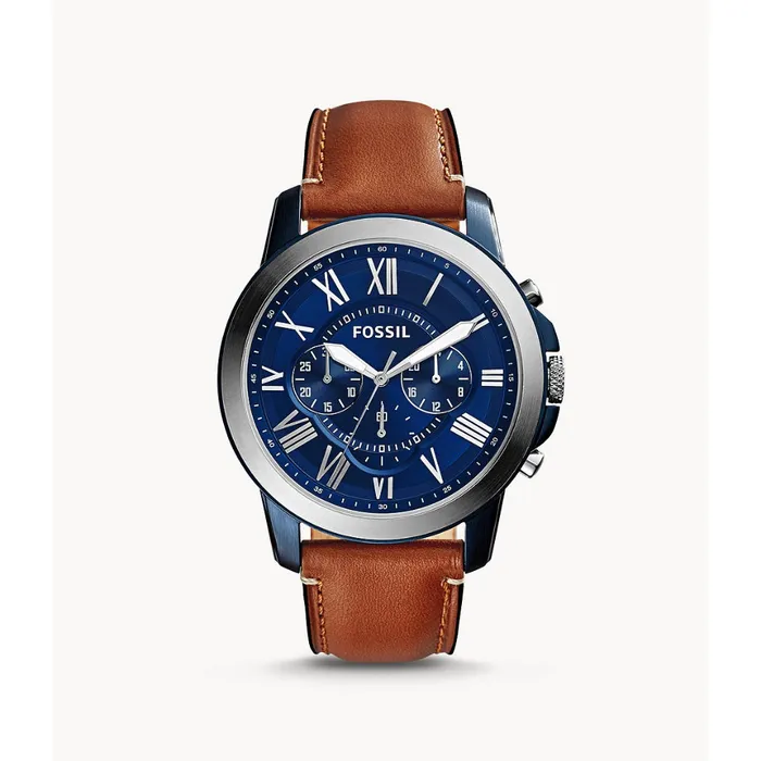 Watches Fossil Fossil Grant Mens Chronograph Light Brown Leather Watch