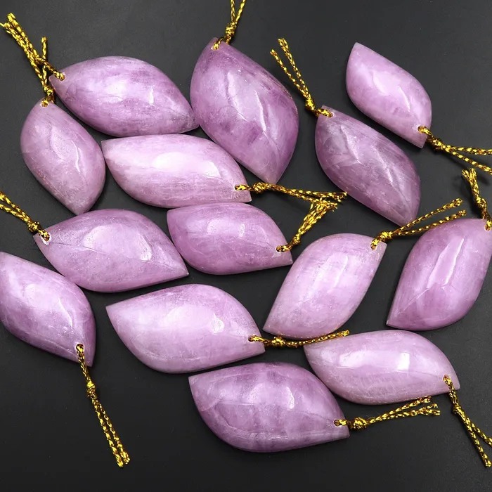 AAA Natural Kunzite Pendant Abstract Leaf Gemstone Focal Bead Intrinsic Trading Necklaces