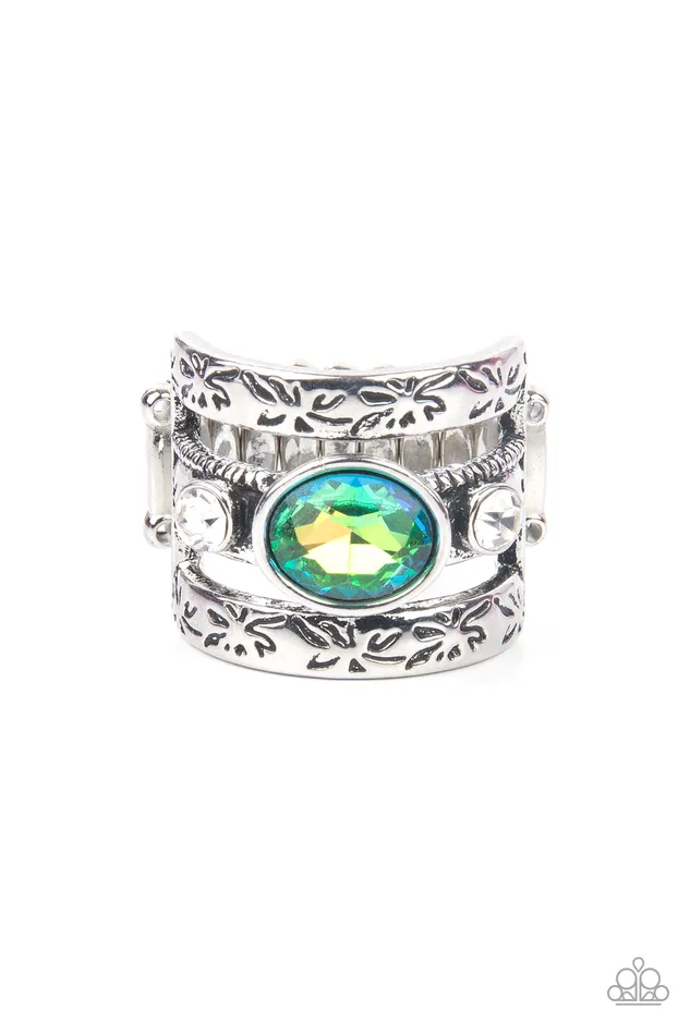 All Eyes On U Jewelry Paparazzi Accessories Rings The GLEAMING Tower Green Paparazzi Ring