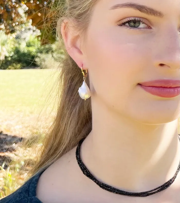 Baroque Pearl Drop Earrings Silver or Gold Q Evon Earrings