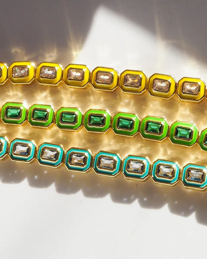 Bracelets Luv Aj Bezel Emerald Ballier Tennis BraceletTurquoise Silver