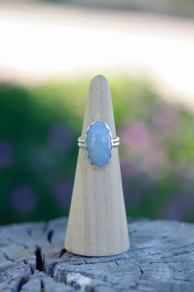 Double Half Round Chalcedony Ring Size 65 Small N Simple Jewelry Rings