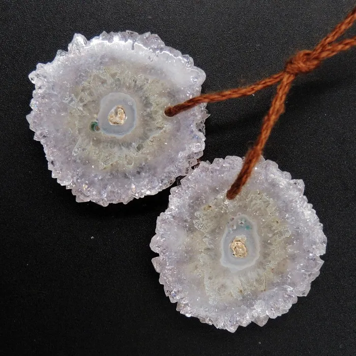 Earrings Intrinsic Trading Natural Amethyst Stalactite Flower Earring Pair Cabochon Cab Pair Drilled Matched Earrings Bead Pair E3245